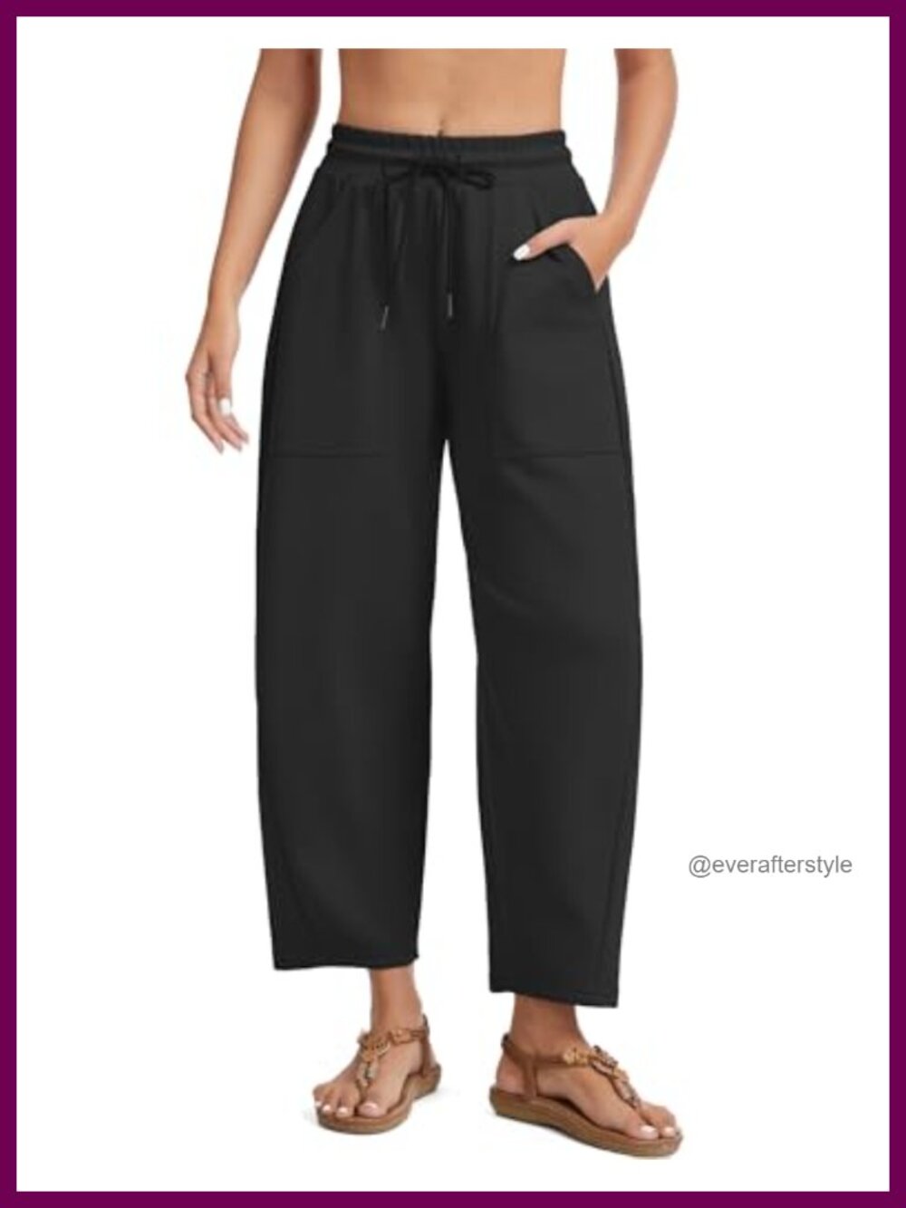Wide Leg Barrel Sweatpants Viscose Blend Mid-Calf Casual Pants Pull On